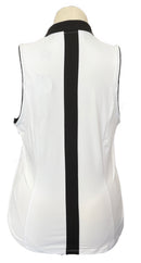 New Scratch Seventy Corey Sleeveless Golf Polo White/Black MSP$75-2