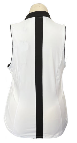 New Scratch Seventy Corey Sleeveless Golf Polo White/Black MSP$75 - 0