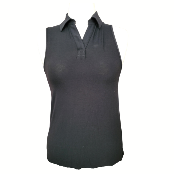New Belyn Key Black Modal Cutaway Sleeveless Polo Size XS MSP$118