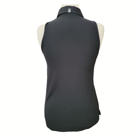 New Belyn Key Black Modal Cutaway Sleeveless Polo Size XS MSP$118