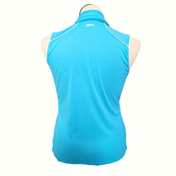 Slazenger Golf Bright Turquoise Sleeveless Polo w/ White Accents Size L