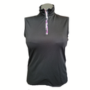 Bermuda Sands Black and Purple Plaid 1/4 Zip Sleeveless Golf Top Size L-1