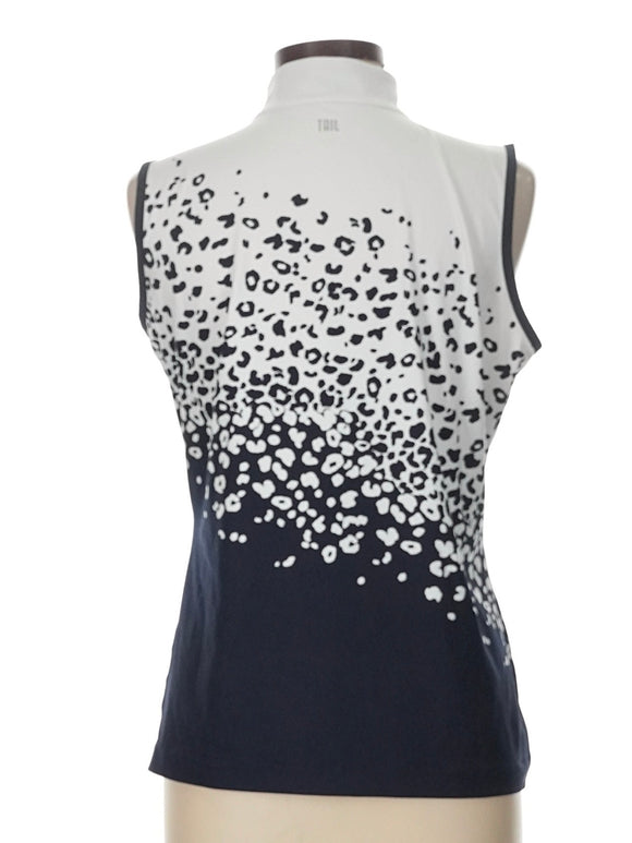 Tail Activewear Deep Navy & White Animal Print Sleeveless Golf Top Size L
