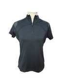 New Tail Women's Clea Raglan Short Sleeve Mini Mock Zip Top Size S - Onyx-1