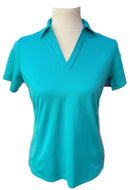 Lady Hagen Women's Teal V-Neck Short Sleeve Golf Top Size S-1