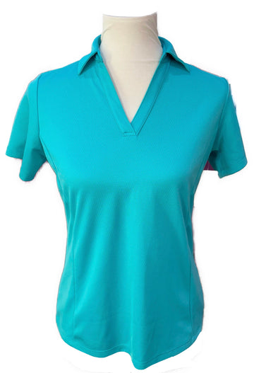 Lady Hagen Women's Teal V-Neck Short Sleeve Golf Top Size S