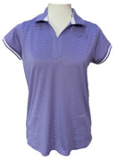 Pebble Beach Women's Purple & White Striped Short Sleeve Golf Top Size M-1