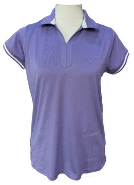 Pebble Beach Women's Purple & White Striped Short Sleeve Golf Top Size M