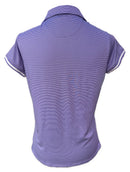Pebble Beach Women's Purple & White Striped Short Sleeve Golf Top Size M-2