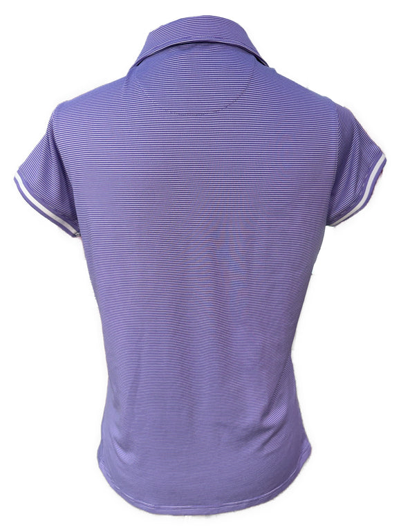Pebble Beach Women's Purple & White Striped Short Sleeve Golf Top Size M