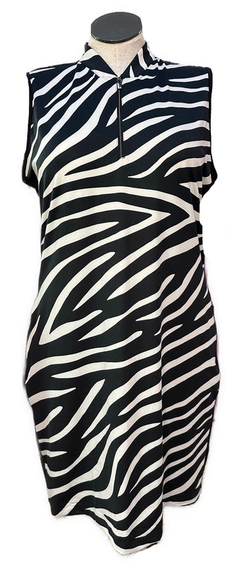 Tail Women's Black & White Wavy Stripe Pattern Sleeveless Golf Dress Size XL