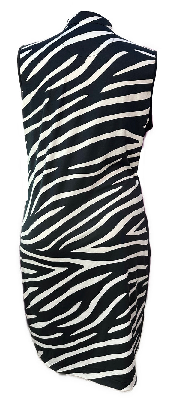 Tail Women's Black & White Wavy Stripe Pattern Sleeveless Golf Dress Size XL