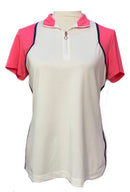 EP NY Women's White, Pink & Navy Short Sleeve Golf Top Size M-1