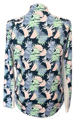 Pebble Beach Women's Navy Pineapple Print Golf Pullover Size XL - 0