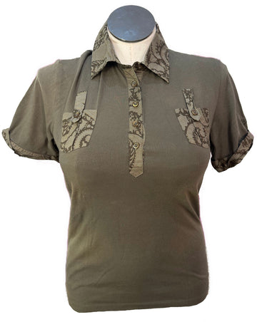 Bogner Army Green Shoert Sleeve Polo Size L MSP$180