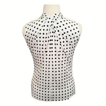 Kinona Black and White  Polka Dot Twist Golf Sleeveless Top Size L
