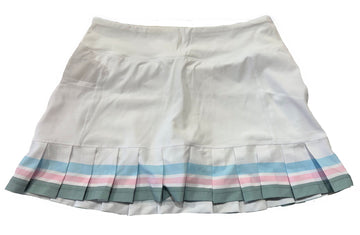 Addison Bay Birdie Pleated Golf Skort White w/ Pastel Stripes Size L - 0
