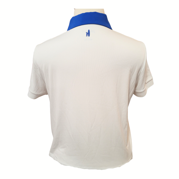 Johnnie-O White Ribbed & Royal Collar w/ Logo Size L