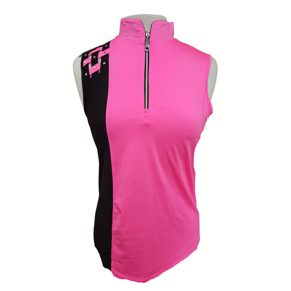 New Jamie Sadock Bright Pink & Black Sleeveless Golf Top Size S MSP$95
