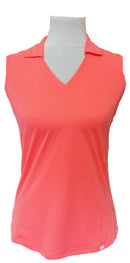Lady Hagen Solid Heather V-Neck Sleeveless Polo Size XS-3