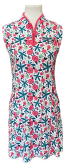 Bermuda Sands Floral Print Dress w/ Indian Lake Logo Size S-1