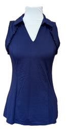 Lilly Pulitzer Luxletic Navy Sleeveless Polo w/ Ruffles Size S-1
