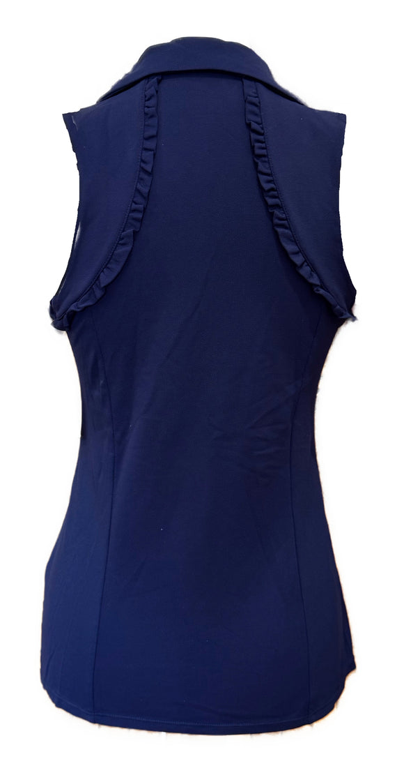 Lilly Pulitzer Luxletic Navy Sleeveless Polo w/ Ruffles Size S