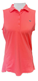 Vineyard Vines Performance Bright Coral Sleeveless Polo Size S-1