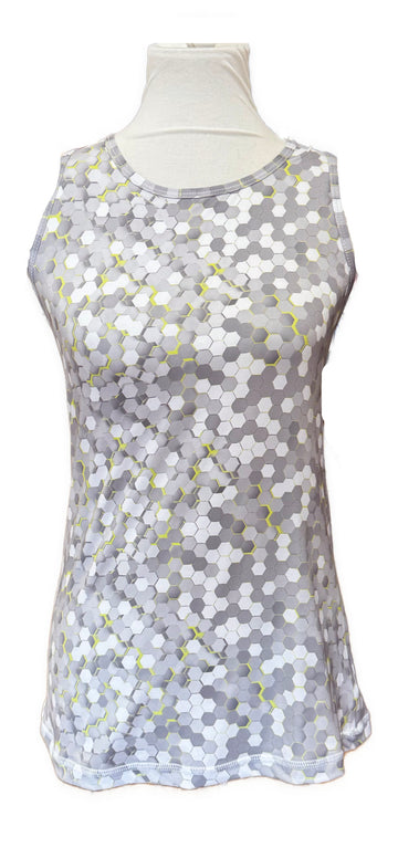 New Sofibella Gray Hexagon Tennis Tank Size S MSP$60