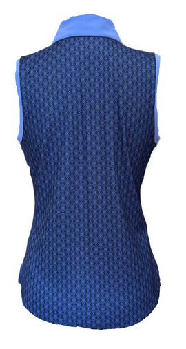 Lady Hagen Dark Navy & Purple Geo Print Sleevless Golf Polo Size S - 0