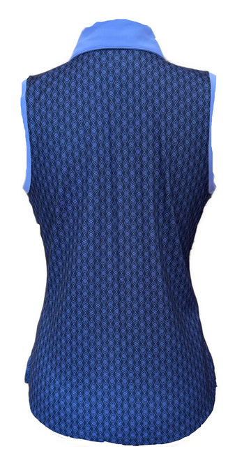 Lady Hagen Dark Navy & Purple Geo Print Sleevless Golf Polo Size S - 0