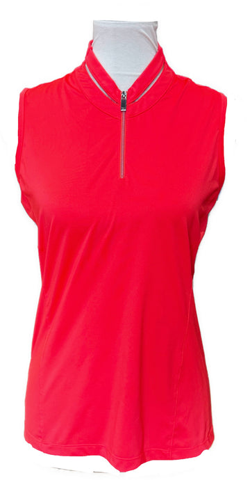 Tail White Label Bright Coral 1/4 Zip Sleeveless Golf Top Size S