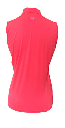 Tail White Label Bright Coral 1/4 Zip Sleeveless Golf Top Size S - 0