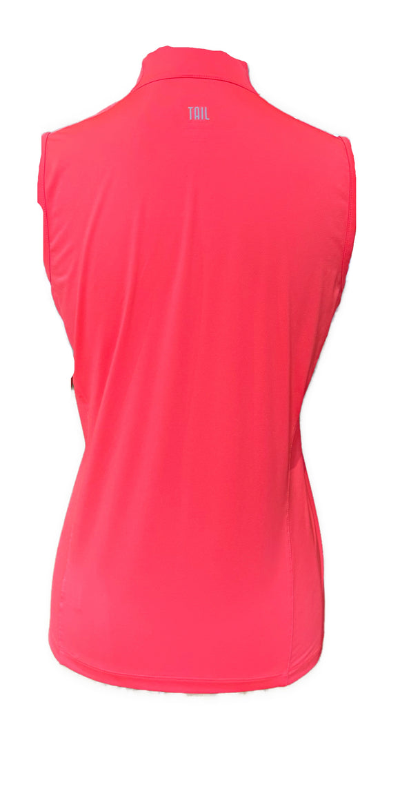 Tail White Label Bright Coral 1/4 Zip Sleeveless Golf Top Size S