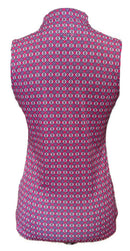 Greg Norman Women's Pink, Black & White Patterned Sleeveless Golf Top Size S-2