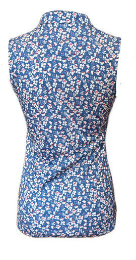 Greg Norman Women's Blue Floral Print Sleeveless Golf Top Size S - 0
