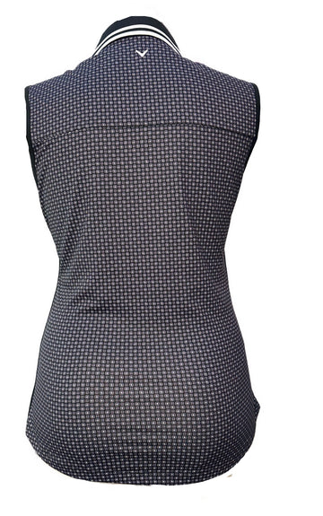 Callaway Violet & Black Circle and Square Print Sleeveless Polo Size L - 0