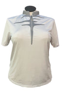 Jamie Sadock Women's White Short Sleeve Golf Top w/Gray Collar Accents Size L-1