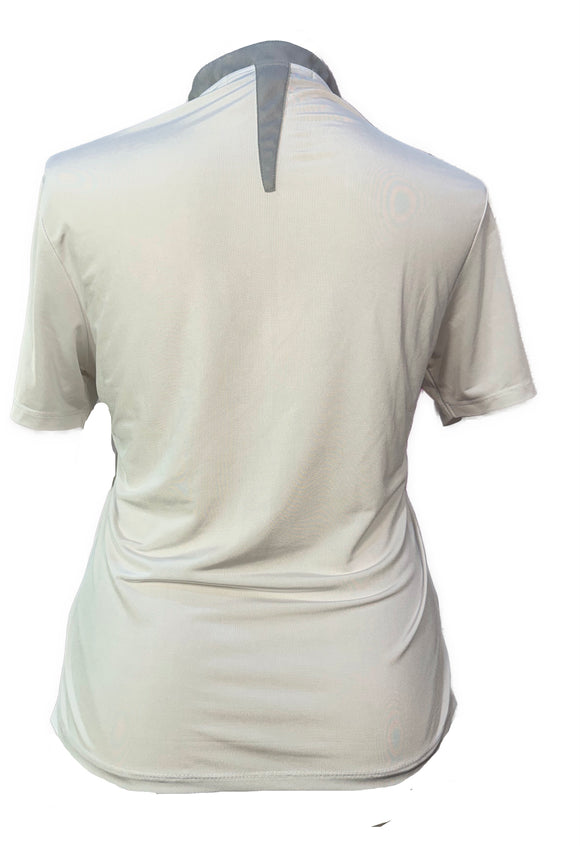 Jamie Sadock Women's White Short Sleeve Golf Top w/Gray Collar Accents Size L