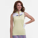 New EP NY Women's Yellow Sleeveless Zip Mock Golf Polo MSP$80-1
