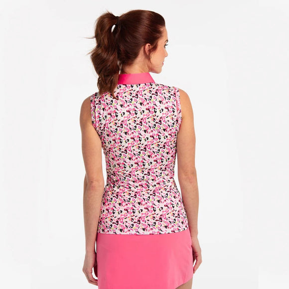 New EP NY Women's Abstract Irate Spot Sleeveless Golf Polo MSP$80