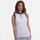New EP NY Women's White/ Navy Split Zip Mock Golf Polo MSP$80-1