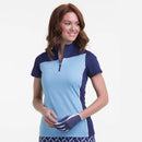 New EP NY Short Sleeve Zip Mock Golf Polo Turquoise/Navy MSP$84-1