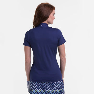 New EP NY Short Sleeve Zip Mock Golf Polo Turquoise/Navy MSP$84 - 0