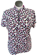 Tail Neon Coral & Purple Cheetah Print Polo Size XL-1