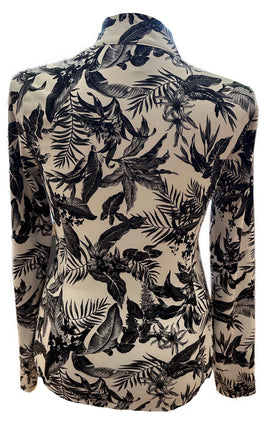Tommy Bahama Women's Black & White Tropical Print Golf Pullover Size L - 0