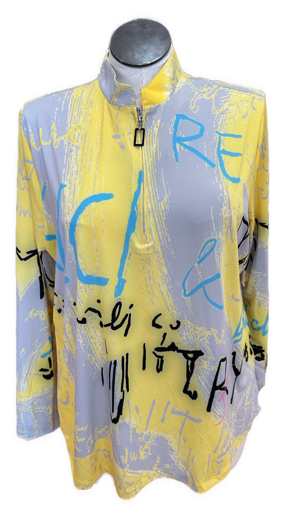 New Sunsense by Jamie Sadock Yellow & Gray Patterned Pullover Size XXL MSP$95