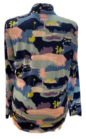 SanSoleil Women's Blue Golf Course Print Pullover Size XXL - 0