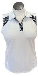 New Izod Women's White Sleeveless Golf Top w/Golf Ball Accents Size L MSP$56-1