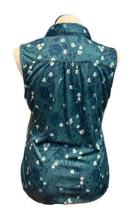 Greg Norman Jade Sleeveless Polo w/ White Flowers Size XL - 0